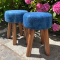 Hand-Felted British Wool Footstool - Deep Indigo