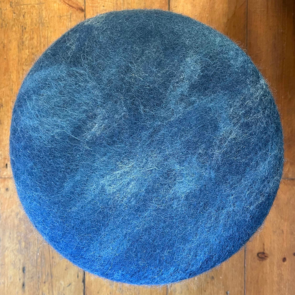 Hand-Felted British Wool Footstool - Deep Indigo